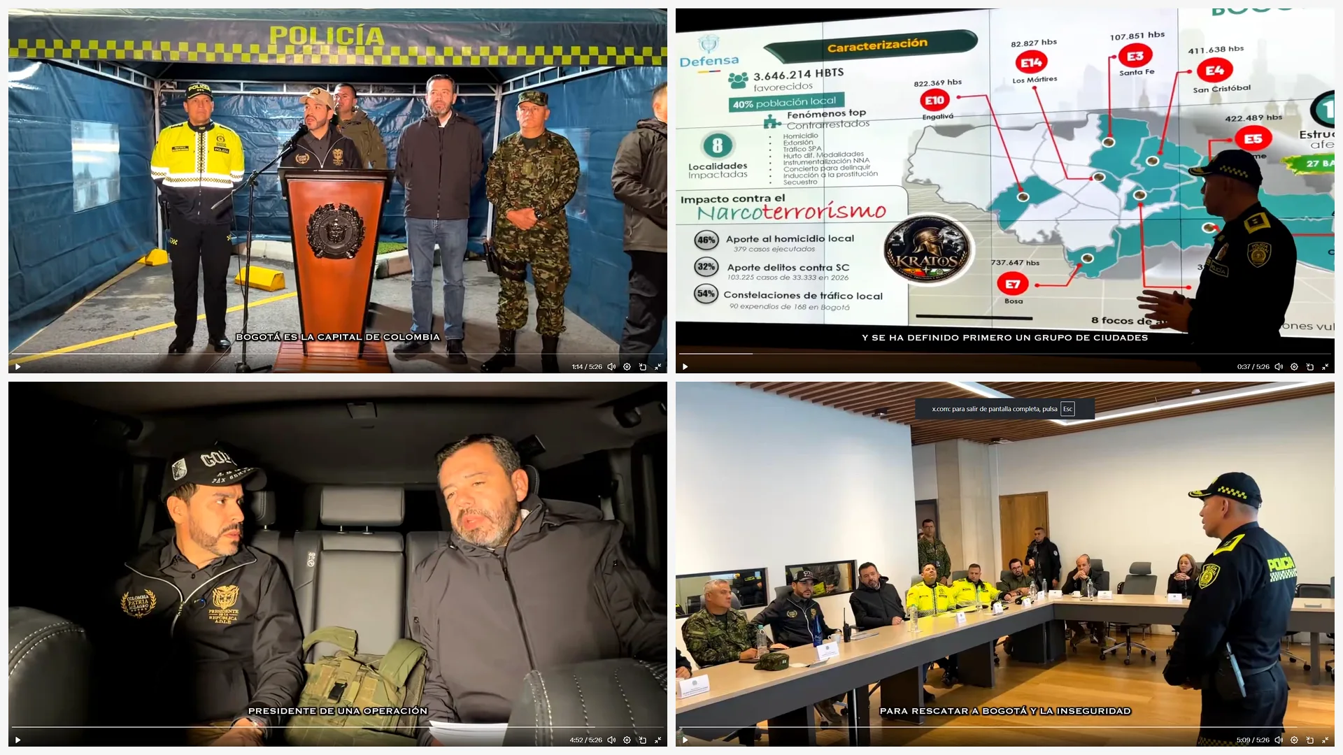 Megaoperativo Bosur-Kratos en Bogotá: 172 capturas y 10 bandas desarticuladas en acción conjunta Nación-Distrito