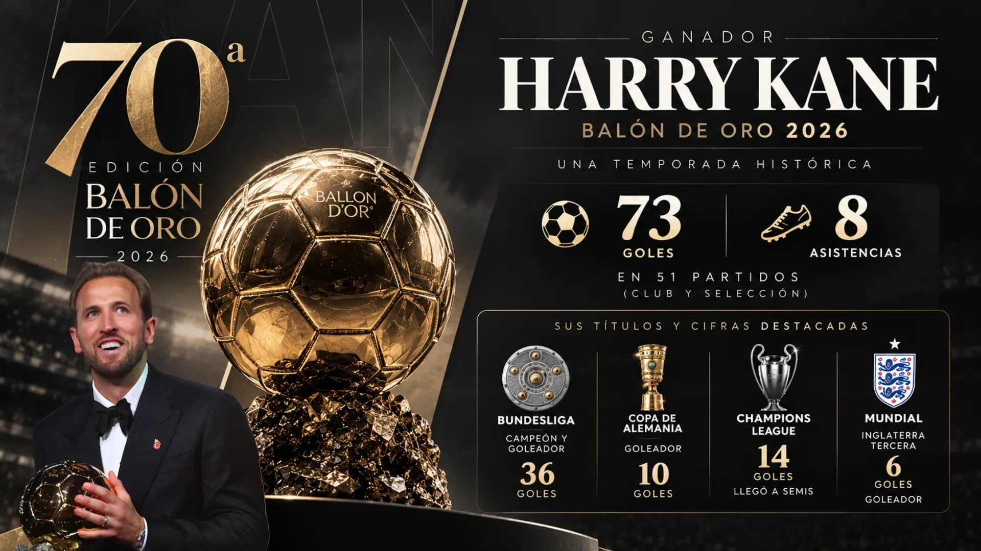 ¡De la sequía a la gloria! Harry Kane conquista el Balón de Oro 2026 y emociona con una dedicatoria que tocó corazones