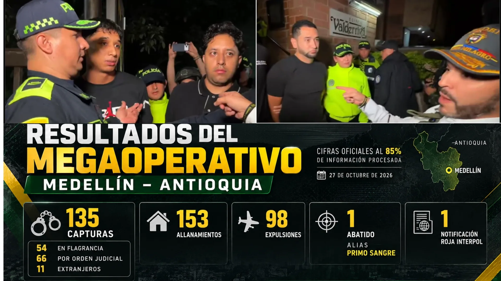 Megaoperativo en Medellín y Antioquia deja 135 capturas, un abatido y cuantiosas incautaciones