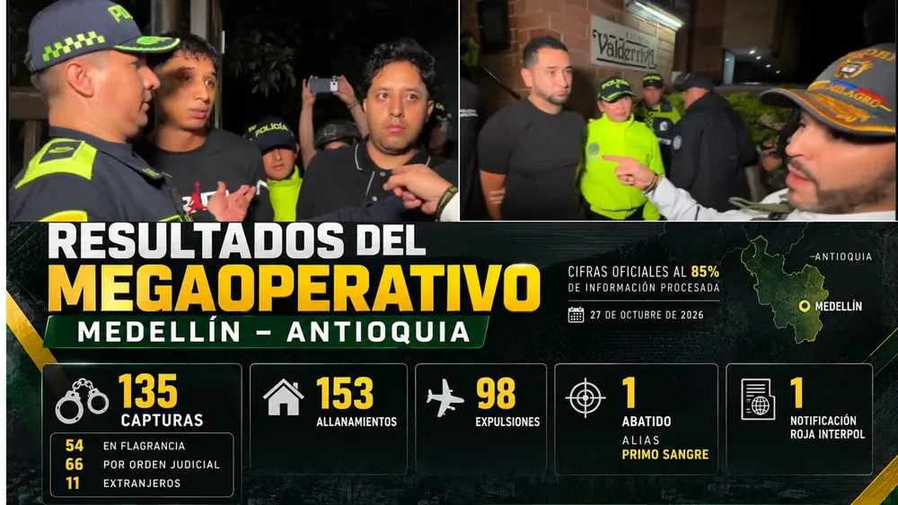 Megaoperativo en Medellín y Antioquia deja 135 capturas, un abatido y cuantiosas incautaciones
